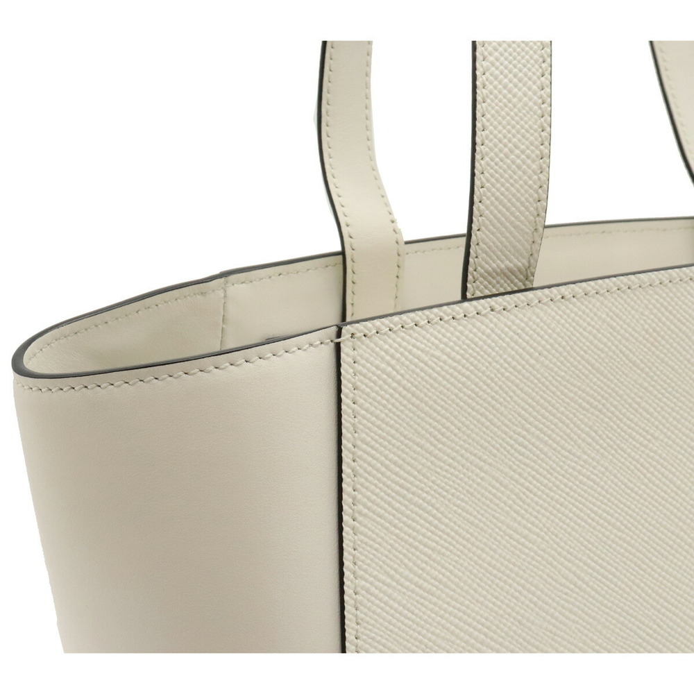 Prada Saffiano Tote Bag Shoulder Bag Leather White Gold - Picture 7 of 8
